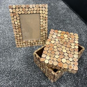 Photo Frame and matching box Wood Rustic